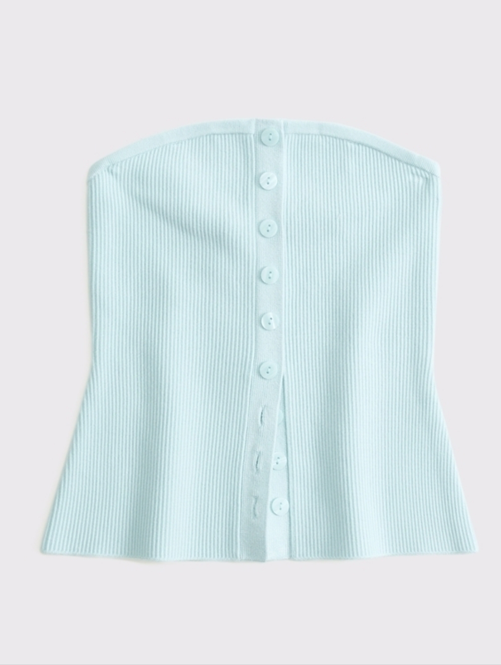 Light Blue Sweater Strapless Button Top